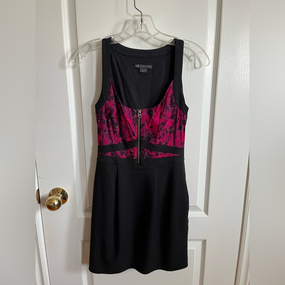Armani Exchange Black and Pink Mini Dress Y2K